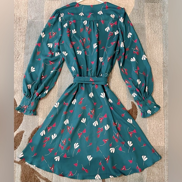 NWT Joie Long Sleeve Marlayne Faux Wrap Floral Print in Ocean Teal Blue - Picture 7 of 12